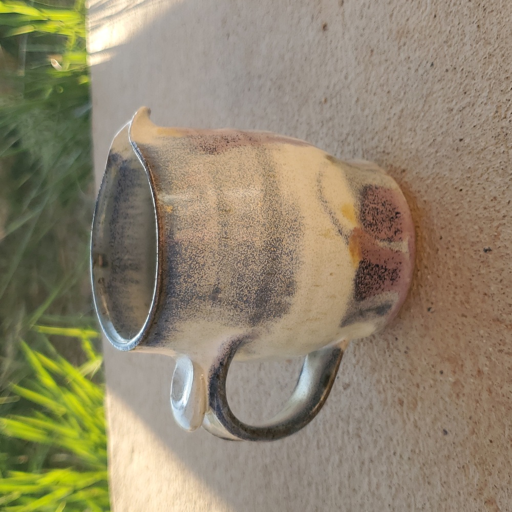 Handmade Studio Pottery Creamer – Floral Glaze, Signed “Robert,” 4” Stoneware